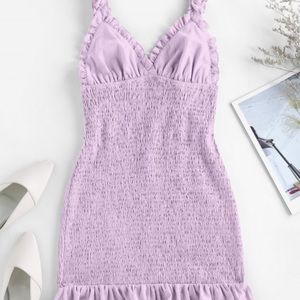 ZAFUL Smocked Ruffled Bodycon Dress